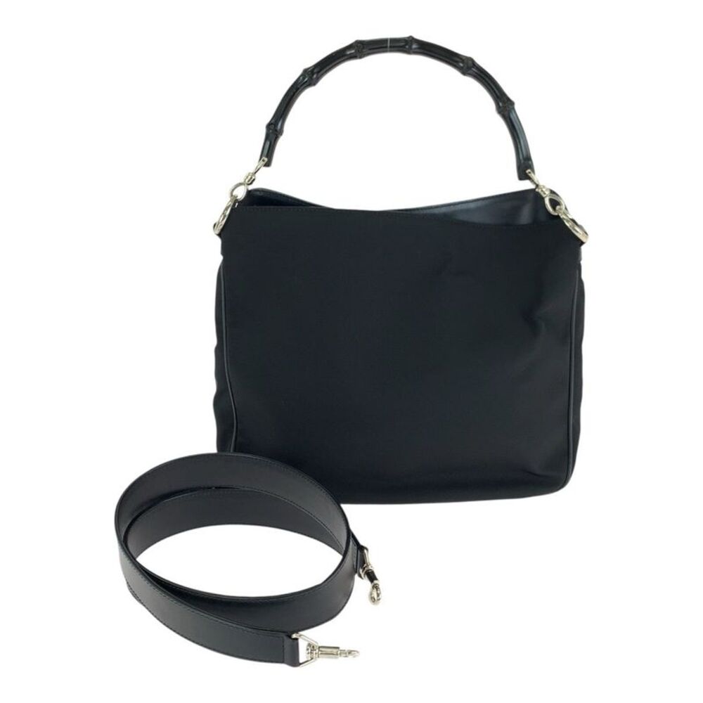 Gucci Bamboo Nylon Leather Shoulder Bag